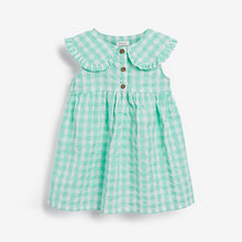 Load image into Gallery viewer, Mint Green Gingham Sleeveless Collar Dress (3mths-6yrs)
