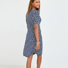 Load image into Gallery viewer, Navy Blue Ditsy Floral Short Sleeve Tea Dress
