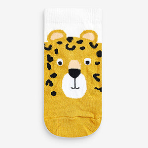 White Jungle Animal 7 Pack Cotton Rich Trainer Socks (Younger Boys)