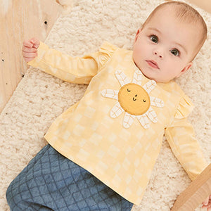 Ochre Yellow Baby 2 pieces Sunflower Top and Trouser Set (0mth-18mths)