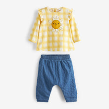 Load image into Gallery viewer, Ochre Yellow Baby 2 pieces Sunflower Top and Trouser Set (0mth-18mths)
