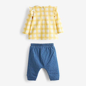 Ochre Yellow Baby 2 pieces Sunflower Top and Trouser Set (0mth-18mths)