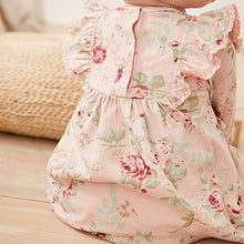 Load image into Gallery viewer, Pink/Green 2 Pack Short Sleeved Floral Baby Dresses (0mths-18mths)
