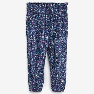 Navy Blue Floral Pull-On Trousers (3mths-6yrs)