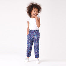 Load image into Gallery viewer, Navy Blue Floral Pull-On Trousers (3mths-6yrs)
