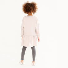 Load image into Gallery viewer, Pink Sequin Heart Tiered Jumper Dress (3-12yrs)

