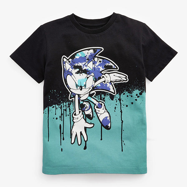 Black/Blue Splat Sonic Gaming License T-Shirt (3-12yrs)