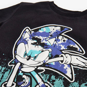 Black/Blue Splat Sonic Gaming License T-Shirt (3-12yrs)