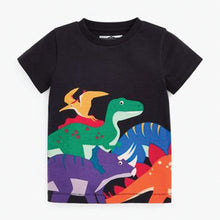 Load image into Gallery viewer, Black Rainbow Dino Short Sleeve Character T-Shirt (3mths-5yrs)
