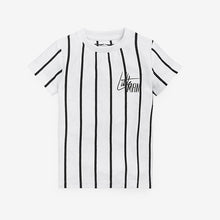 Load image into Gallery viewer, White/Black Short Sleeve Stripe T-Shirt (3mths-5yrs)
