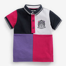 Load image into Gallery viewer, Pink/Purple Jersey Pique Colourblock Polo Shirt (3mths-5yrs)
