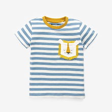 Load image into Gallery viewer, Blue/White Lion Pocket T-Shirt (3mths-5yrs)
