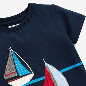 Navy Boat Character T-Shirt and Shorts Set (3mths-5yrs)
