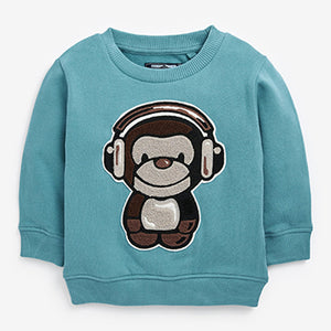 Blue Monkey Bouclé Crew Neck Sweatshirt (3mths-5yrs)