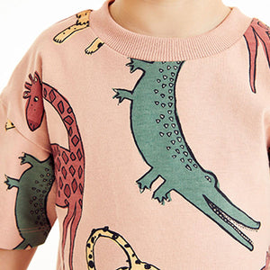 Blush Pink Safari Oversized All Over Print T-Shirt (3mths-5yrs)