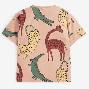 Blush Pink Safari Oversized All Over Print T-Shirt (3mths-5yrs)