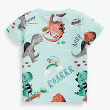 Load image into Gallery viewer, Blue Watercolor Dino All-Over Printed T-Shirt (3mths-5yrs)
