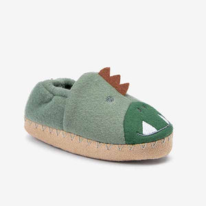 Green 3D Animal Cupsole Slippers (Younger Boys)