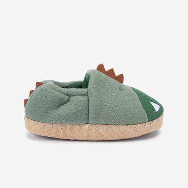 Green 3D Animal Cupsole Slippers (Younger Boys)