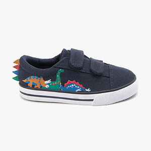 Navy Dino Strap Touch Fastening Shoes (Younger Boys)