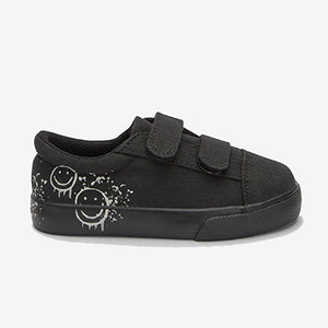 Black Smile Strap Touch Fastening Shoes (Younger Boys)