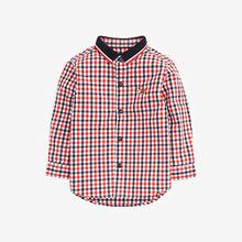 Load image into Gallery viewer, Red Check Long Sleeve Oxford Shirt With Flat Knit Collar (3mths-5yrs)

