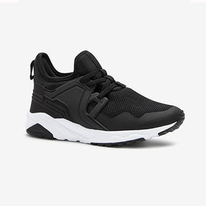 Black Mesh Elastic Lace Trainers (Older Boys)