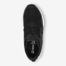Load image into Gallery viewer, Black Mesh Elastic Lace Trainers (Older Boys)
