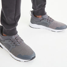 Load image into Gallery viewer, Grey Mesh Elastic Lace Trainers (Older Boys)
