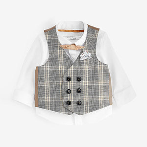 Grey Waistcoat. Shirt And Bow Tie Set (3mths-5yrs)