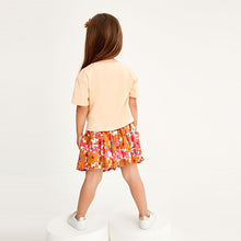 Load image into Gallery viewer, Orange Retro Floral 3 Piece Skirt Set (3mths-6yrs)
