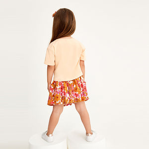 Orange Retro Floral 3 Piece Skirt Set (3mths-6yrs)