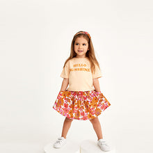 Load image into Gallery viewer, Orange Retro Floral 3 Piece Skirt Set (3mths-6yrs)
