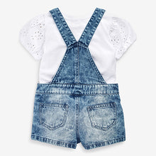 Load image into Gallery viewer, Denim Dungarees And T-Shirt Set (3mths-6yrs)
