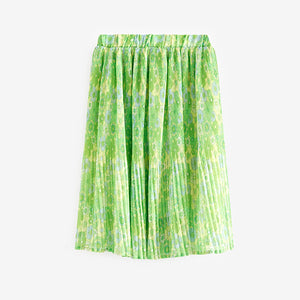 Green Floral Printed Midi Skirt (3-12yrs)