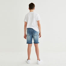 Load image into Gallery viewer, Light Blue Regular Fit Jersey Denim Shorts (3-12yrs)
