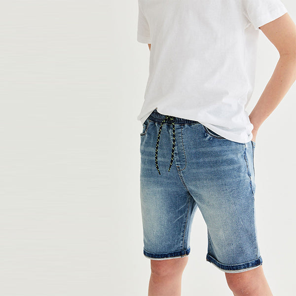Light Blue Regular Fit Jersey Denim Shorts (3-12yrs)