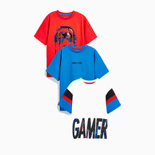 Load image into Gallery viewer, Red/Blue Graphic 3 Pack Short Sleeve Graphic T-Shirts (3-12yrs)

