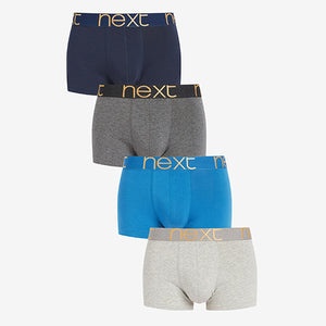 Grey/ Blue Colour Hipster Boxers 4 Pack