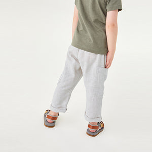 Stone Side Pocket Linen Bland Trousers (3mths-5yrs)