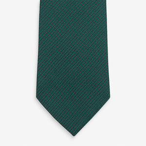 Green Textured Tie With Tie Clip