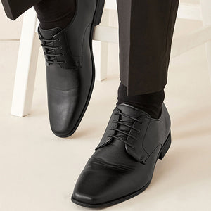 Black Slim Square Derby Shoes