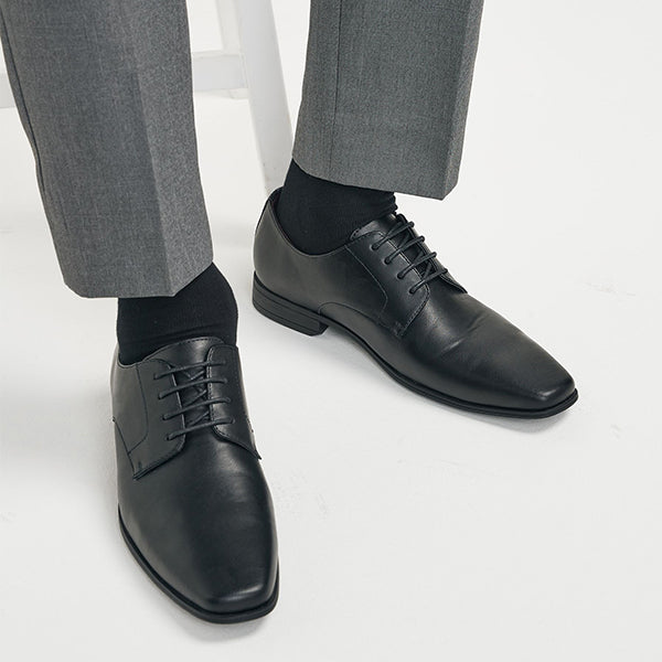 Black Slim Square Derby Shoes