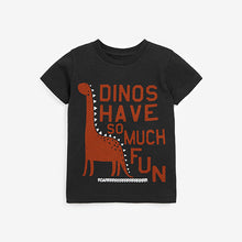 Load image into Gallery viewer, Charcoal Grey Dino Appliqué T-Shirt (3mths-5yrs)
