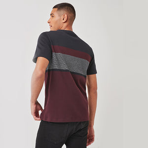 Burgundy Red Block Soft Touch T-Shirt - Allsport