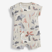 Load image into Gallery viewer, Grey Dinosaur Print Baby 3 Pack Rompers (0mths-18mths)
