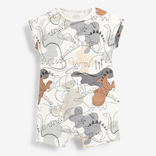 Load image into Gallery viewer, Grey Dinosaur Print Baby 3 Pack Rompers (0mths-18mths)
