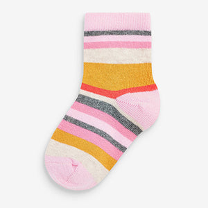 Pink/Grey 5 Pack Cotton Rich Monster Ankle Socks (Older Girls)