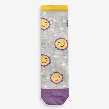 Load image into Gallery viewer, Purple and Grey 5 Pack Cotton Rich Character Ankle Socks (Older Girls)
