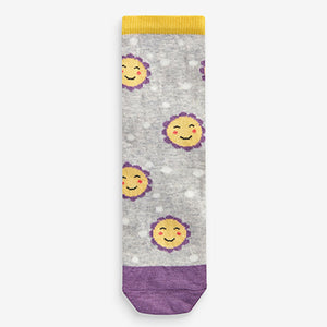 Purple and Grey 5 Pack Cotton Rich Character Ankle Socks (Older Girls)